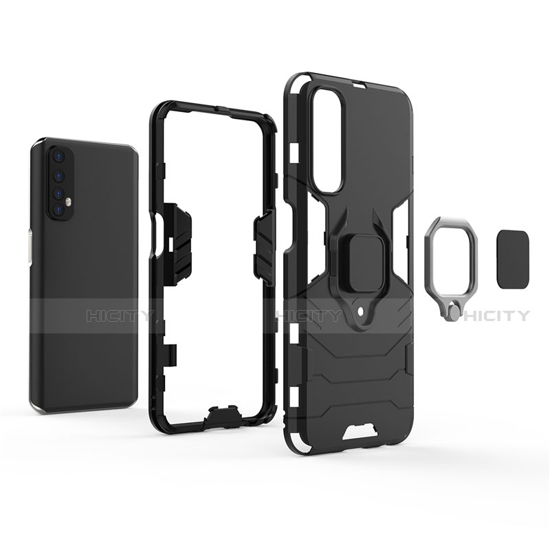 Custodia Silicone e Plastica Opaca Cover con Magnetico Anello Supporto per Realme Narzo 20 Pro