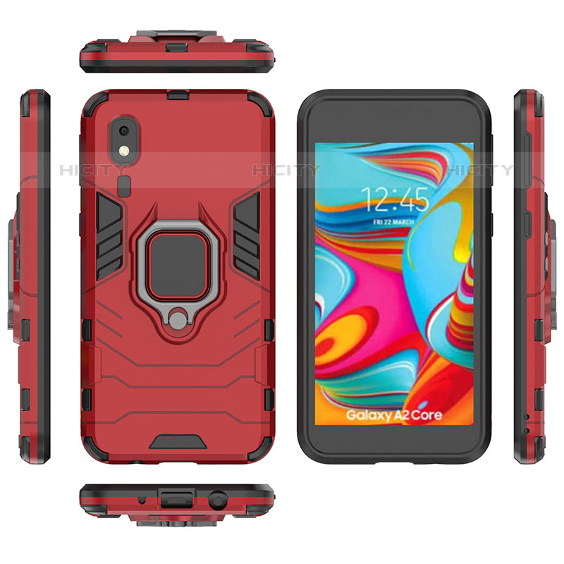 Custodia Silicone e Plastica Opaca Cover con Magnetico Anello Supporto per Samsung Galaxy A2 Core A260F A260G