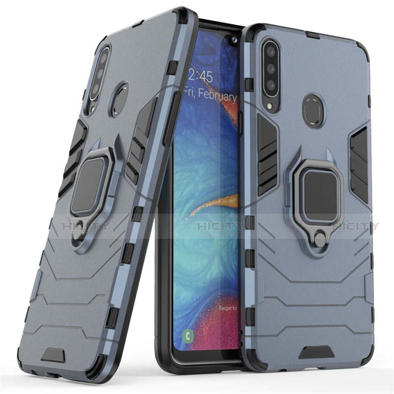 Custodia Silicone e Plastica Opaca Cover con Magnetico Anello Supporto per Samsung Galaxy A20s