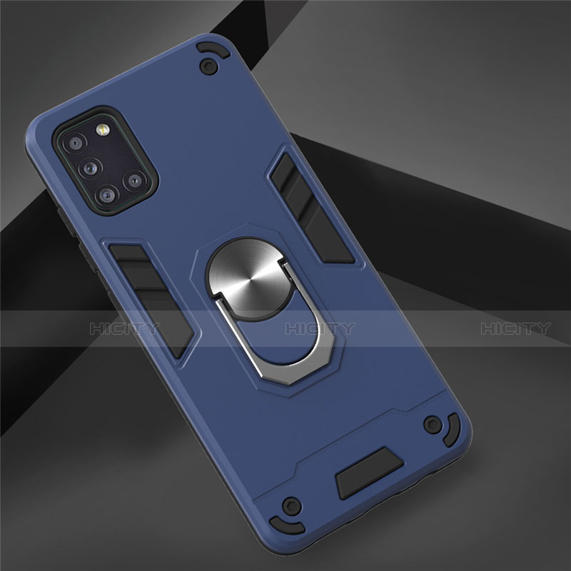 Custodia Silicone e Plastica Opaca Cover con Magnetico Anello Supporto per Samsung Galaxy A31
