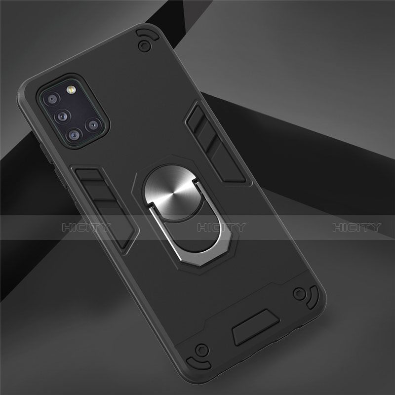 Custodia Silicone e Plastica Opaca Cover con Magnetico Anello Supporto per Samsung Galaxy A31