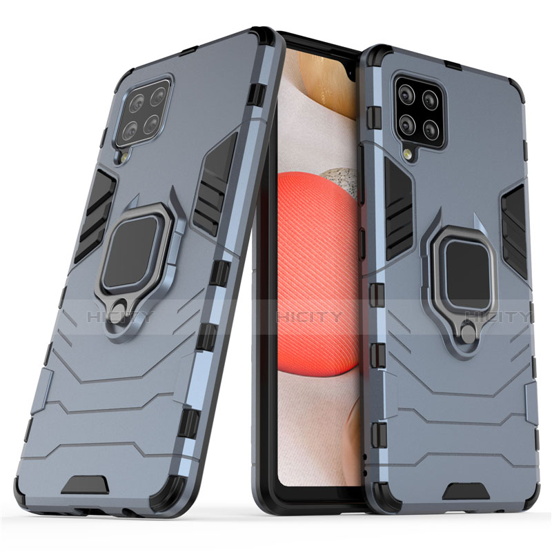 Custodia Silicone e Plastica Opaca Cover con Magnetico Anello Supporto per Samsung Galaxy A42 5G