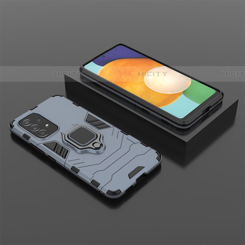 Custodia Silicone e Plastica Opaca Cover con Magnetico Anello Supporto per Samsung Galaxy A53 5G Blu
