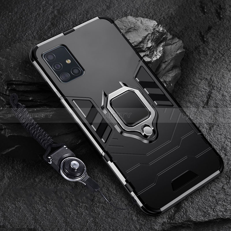 Custodia Silicone e Plastica Opaca Cover con Magnetico Anello Supporto per Samsung Galaxy A71 4G A715