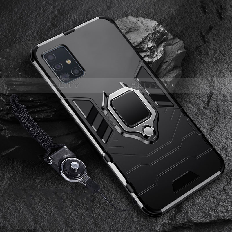 Custodia Silicone e Plastica Opaca Cover con Magnetico Anello Supporto per Samsung Galaxy A71 5G
