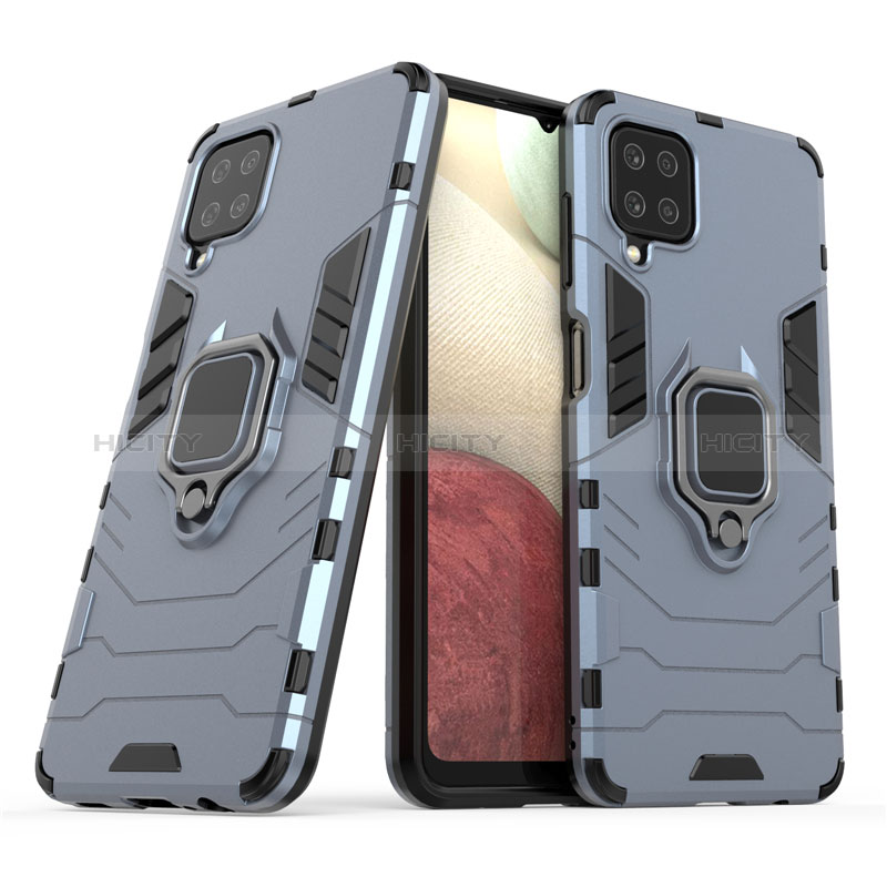 Custodia Silicone e Plastica Opaca Cover con Magnetico Anello Supporto per Samsung Galaxy F12