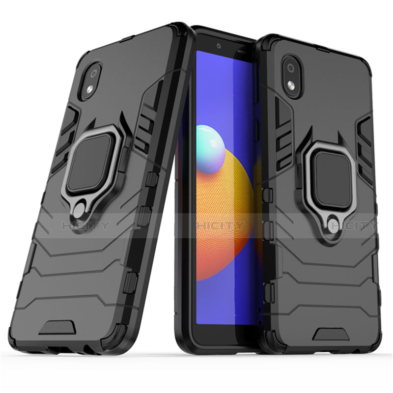 Custodia Silicone e Plastica Opaca Cover con Magnetico Anello Supporto per Samsung Galaxy M01 Core