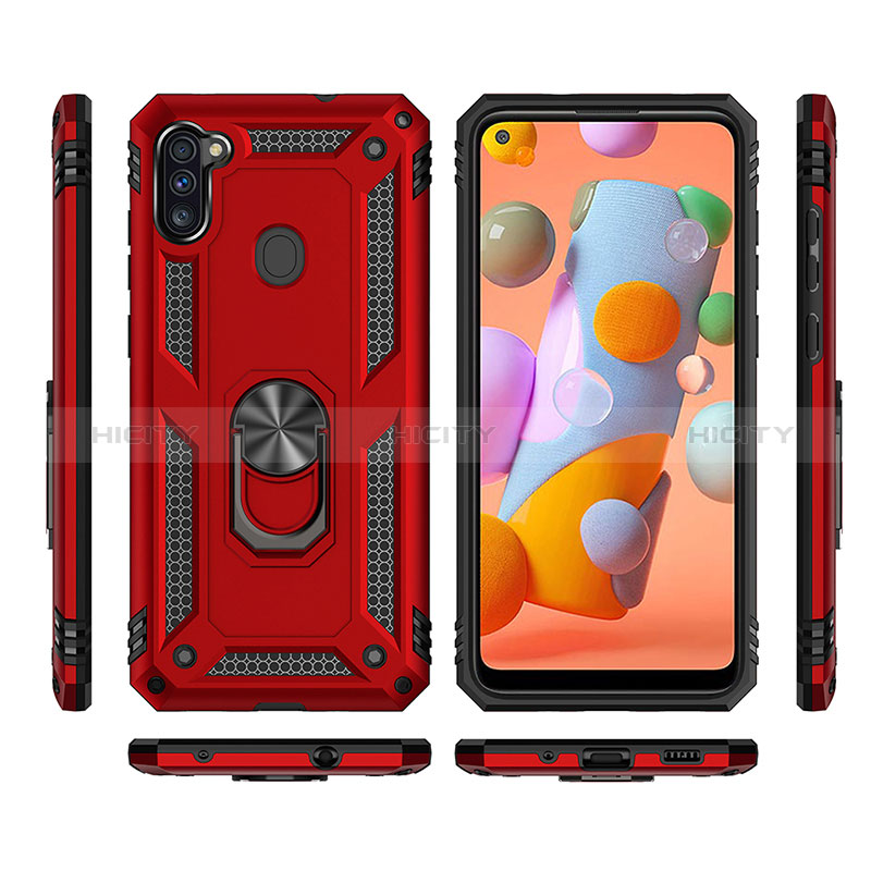 Custodia Silicone e Plastica Opaca Cover con Magnetico Anello Supporto per Samsung Galaxy M11