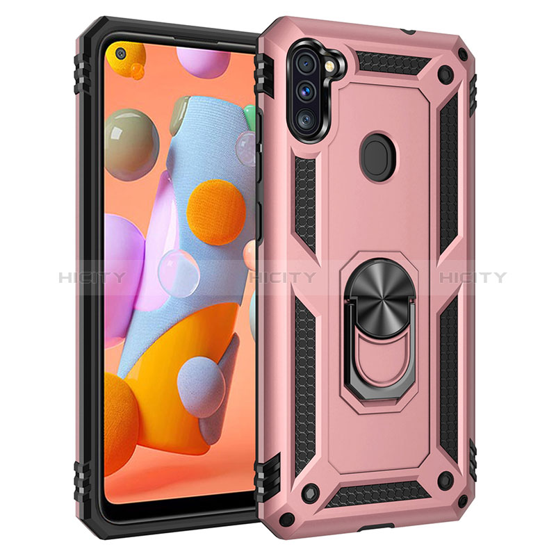 Custodia Silicone e Plastica Opaca Cover con Magnetico Anello Supporto per Samsung Galaxy M11