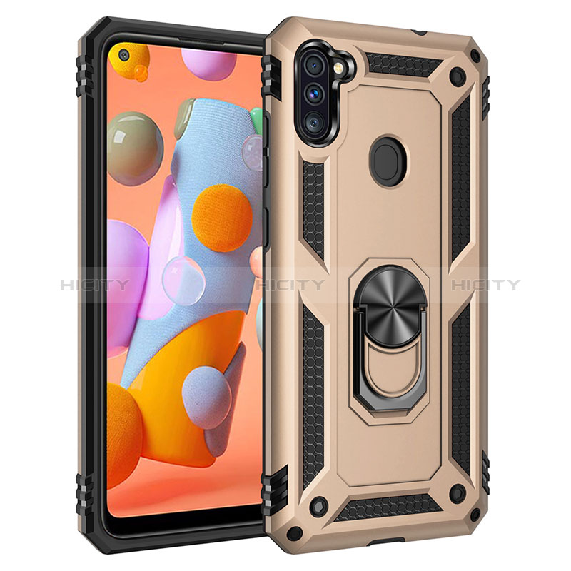 Custodia Silicone e Plastica Opaca Cover con Magnetico Anello Supporto per Samsung Galaxy M11