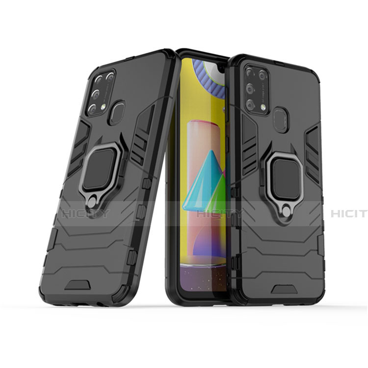 Custodia Silicone e Plastica Opaca Cover con Magnetico Anello Supporto per Samsung Galaxy M31 Prime Edition