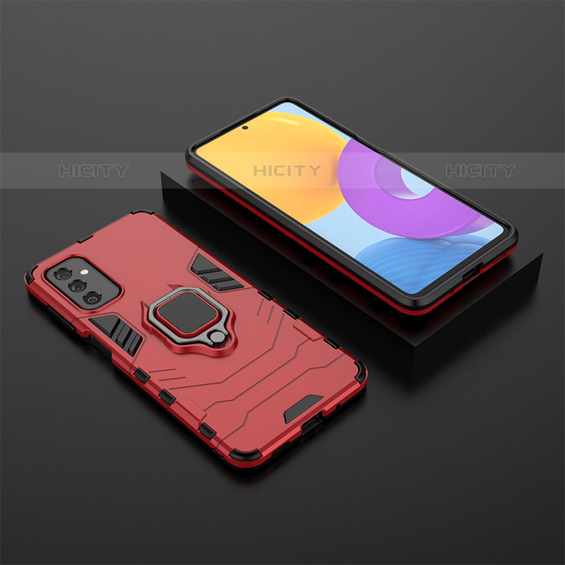 Custodia Silicone e Plastica Opaca Cover con Magnetico Anello Supporto per Samsung Galaxy M52 5G Rosso