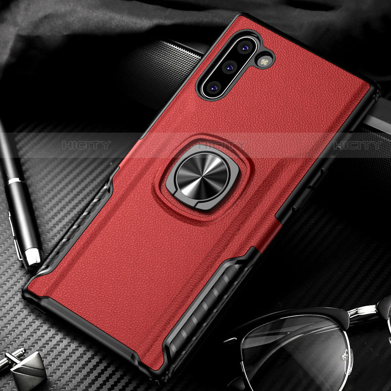 Custodia Silicone e Plastica Opaca Cover con Magnetico Anello Supporto per Samsung Galaxy Note 10 5G Rosso