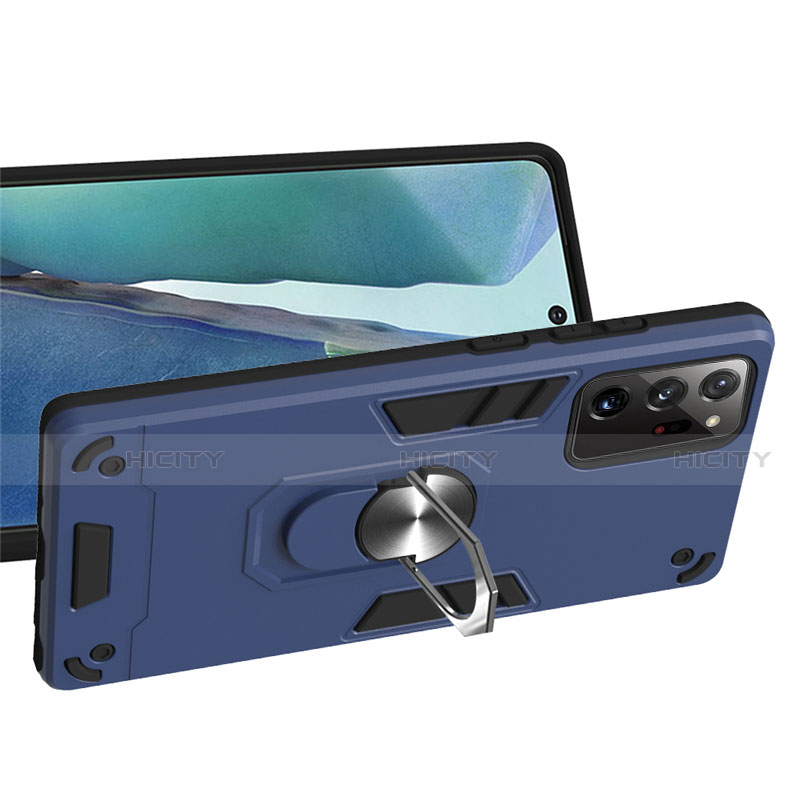Custodia Silicone e Plastica Opaca Cover con Magnetico Anello Supporto per Samsung Galaxy Note 20 5G
