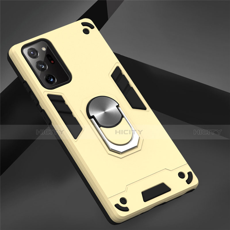 Custodia Silicone e Plastica Opaca Cover con Magnetico Anello Supporto per Samsung Galaxy Note 20 Ultra 5G Oro