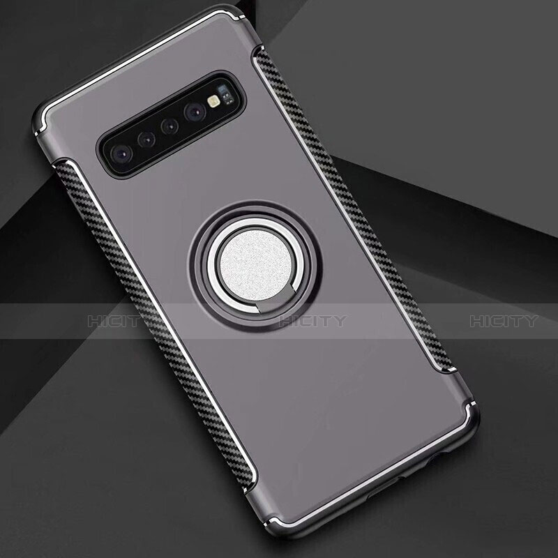 Custodia Silicone e Plastica Opaca Cover con Magnetico Anello Supporto per Samsung Galaxy S10 5G Grigio Scuro