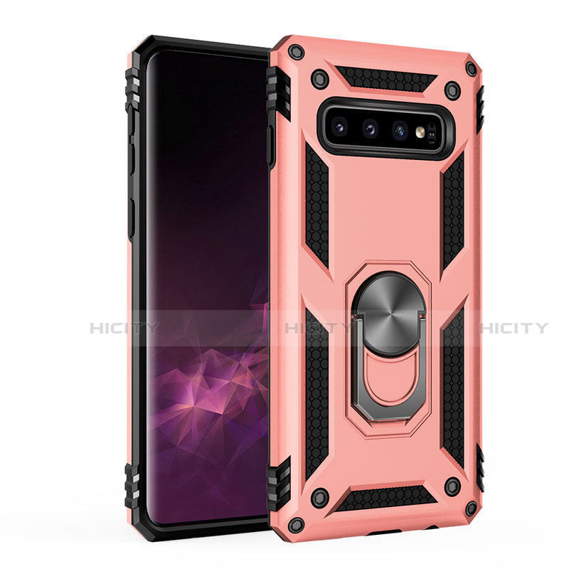 Custodia Silicone e Plastica Opaca Cover con Magnetico Anello Supporto per Samsung Galaxy S10 Plus