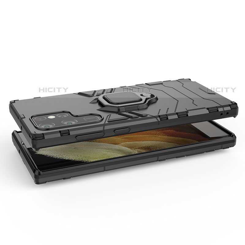 Custodia Silicone e Plastica Opaca Cover con Magnetico Anello Supporto per Samsung Galaxy S21 Ultra 5G