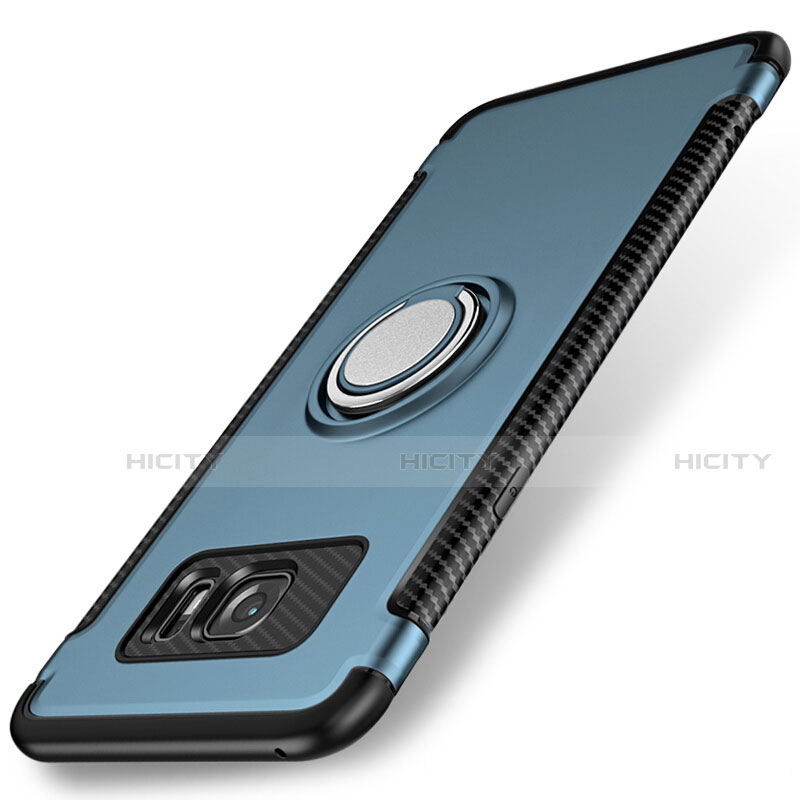 Custodia Silicone e Plastica Opaca Cover con Magnetico Anello Supporto per Samsung Galaxy S7 Edge G935F