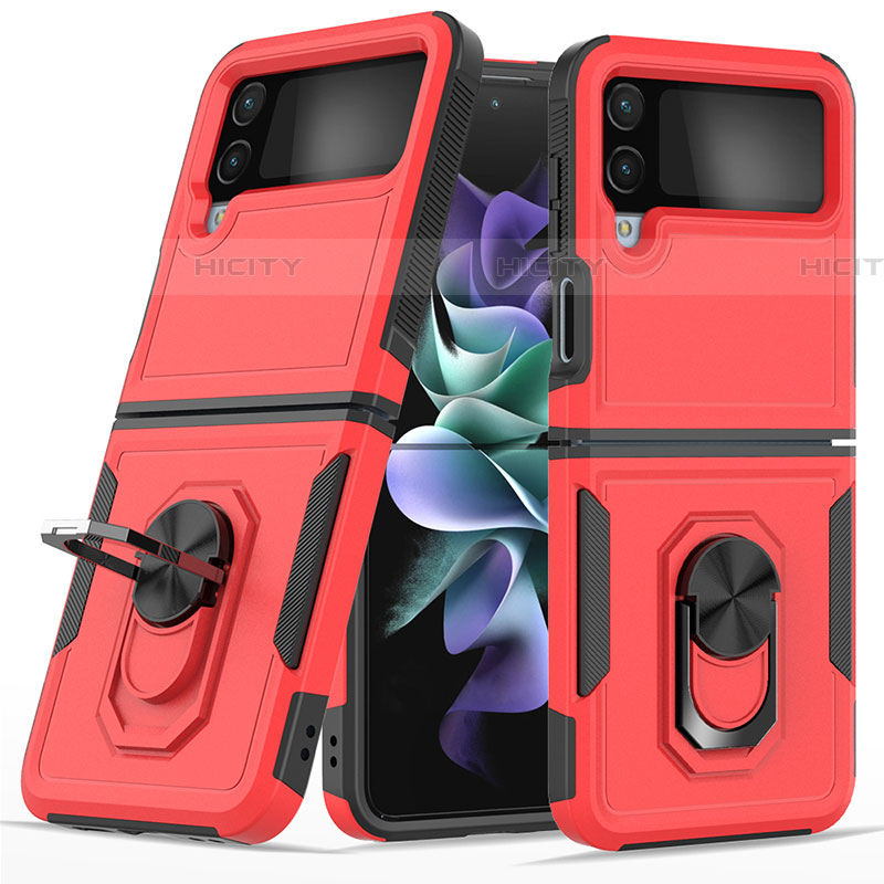 Custodia Silicone e Plastica Opaca Cover con Magnetico Anello Supporto per Samsung Galaxy Z Flip4 5G