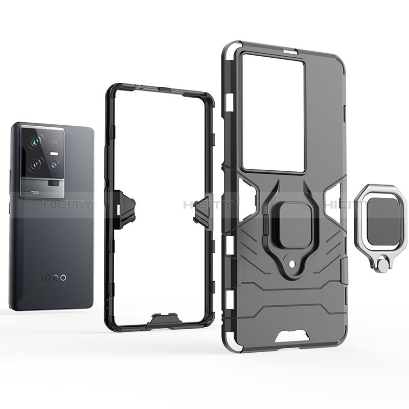 Custodia Silicone e Plastica Opaca Cover con Magnetico Anello Supporto per Vivo iQOO 11 5G