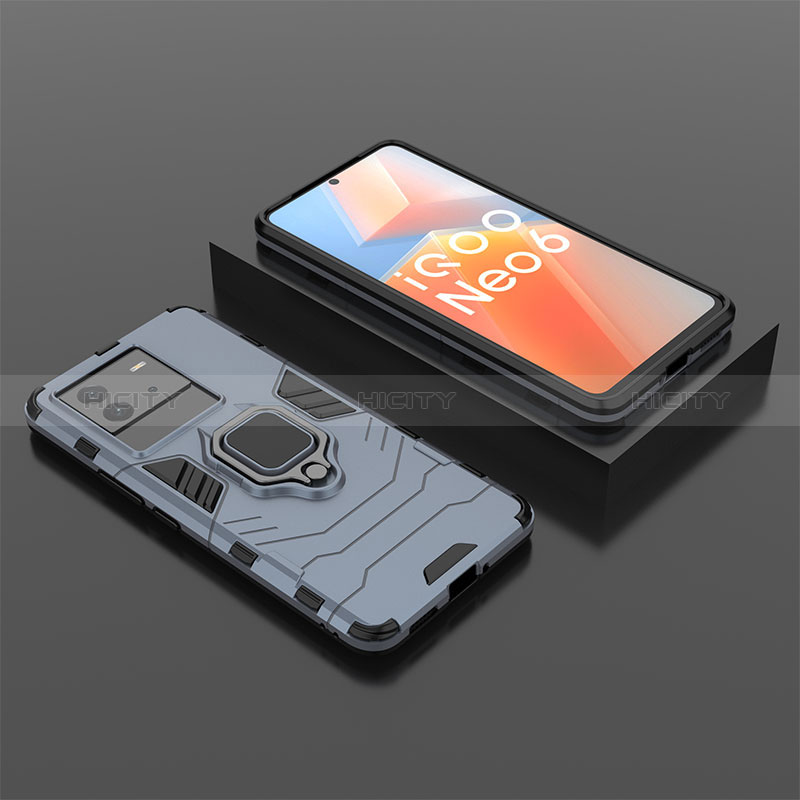 Custodia Silicone e Plastica Opaca Cover con Magnetico Anello Supporto per Vivo iQOO Neo6 5G