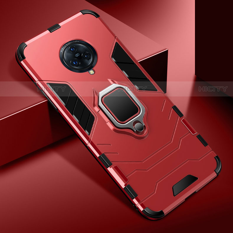 Custodia Silicone e Plastica Opaca Cover con Magnetico Anello Supporto per Vivo Nex 3 Rosso