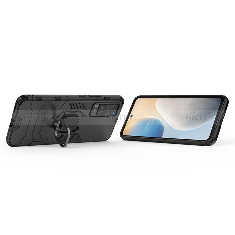 Custodia Silicone e Plastica Opaca Cover con Magnetico Anello Supporto per Vivo X60 Pro 5G