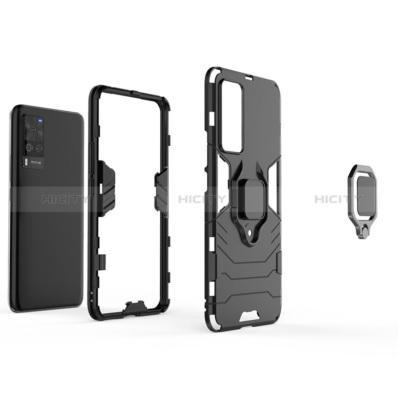 Custodia Silicone e Plastica Opaca Cover con Magnetico Anello Supporto per Vivo X60 Pro 5G