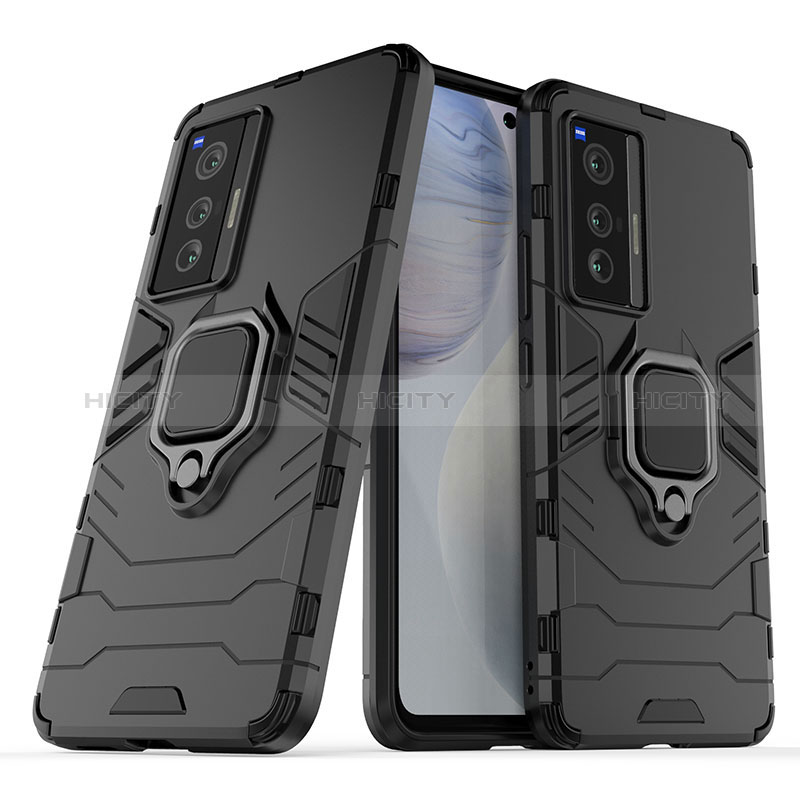 Custodia Silicone e Plastica Opaca Cover con Magnetico Anello Supporto per Vivo X70 5G