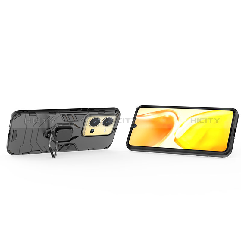 Custodia Silicone e Plastica Opaca Cover con Magnetico Anello Supporto per Vivo X80 Lite 5G
