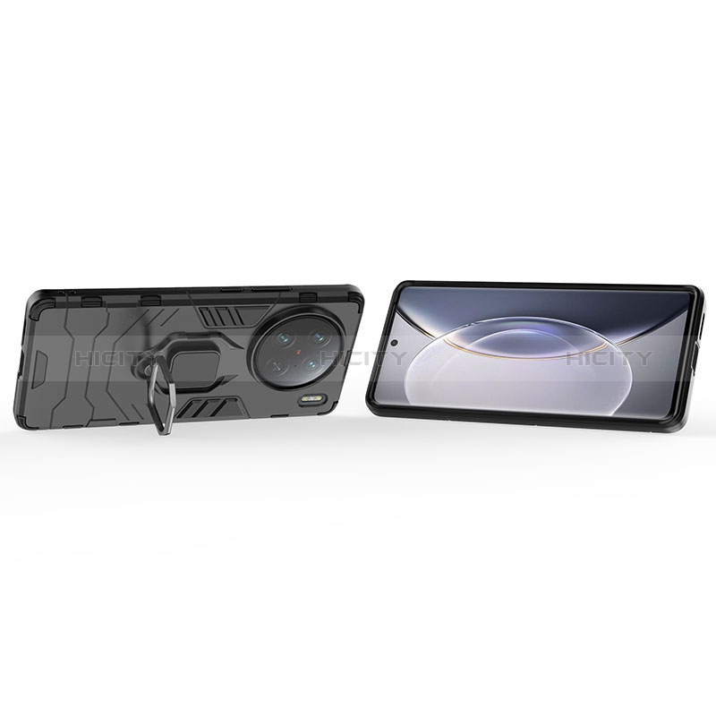 Custodia Silicone e Plastica Opaca Cover con Magnetico Anello Supporto per Vivo X90 Pro 5G