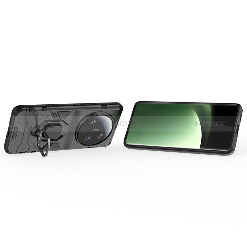 Custodia Silicone e Plastica Opaca Cover con Magnetico Anello Supporto per Xiaomi Mi 13 Ultra 5G