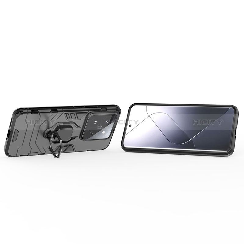 Custodia Silicone e Plastica Opaca Cover con Magnetico Anello Supporto per Xiaomi Mi 14 5G