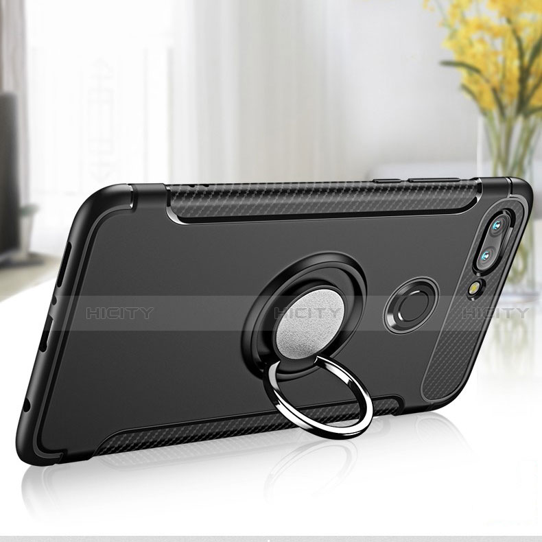 Custodia Silicone e Plastica Opaca Cover con Magnetico Anello Supporto per Xiaomi Mi 8 Lite