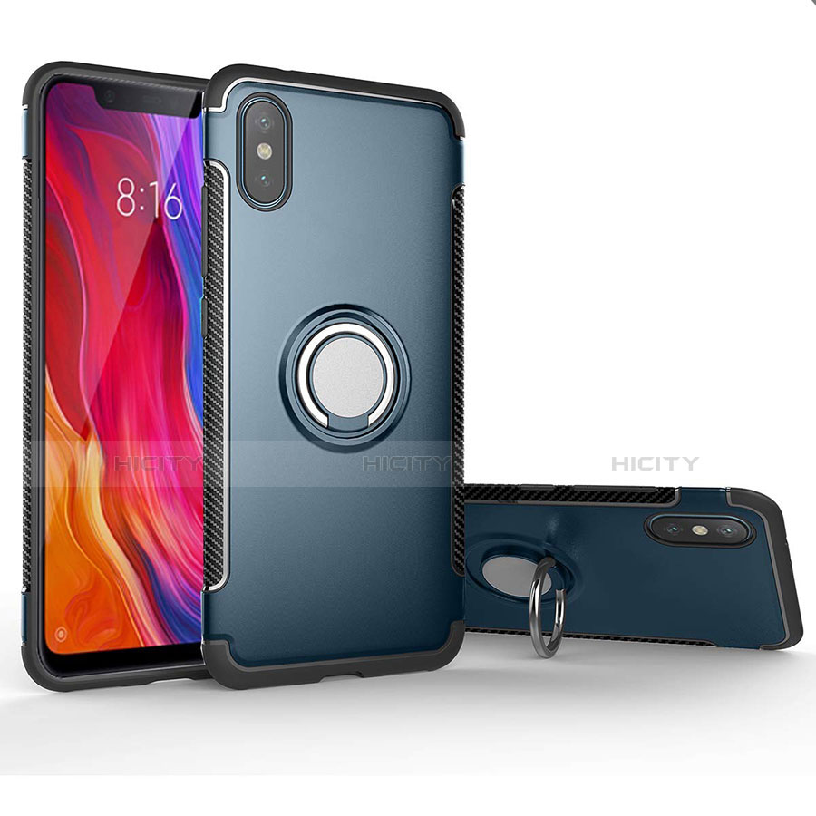 Custodia Silicone e Plastica Opaca Cover con Magnetico Anello Supporto per Xiaomi Mi 8 Pro Global Version