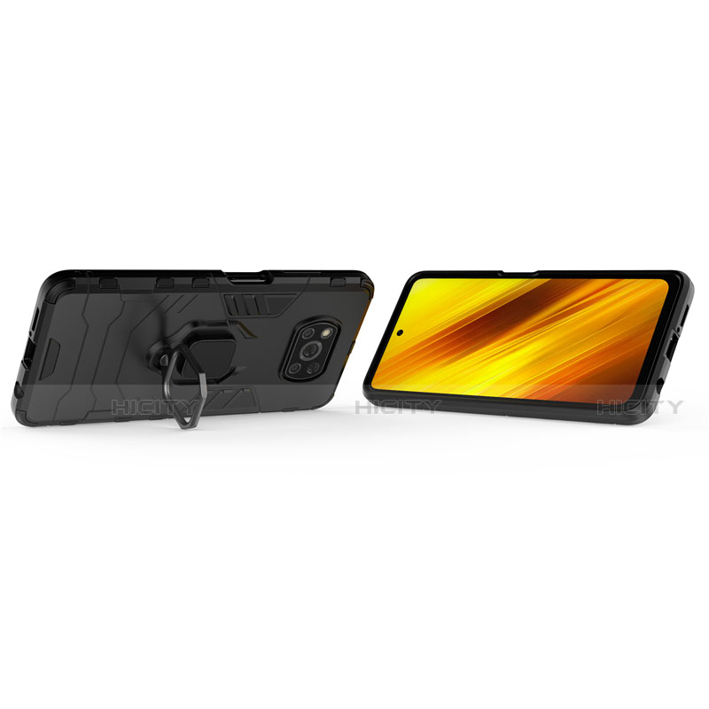 Custodia Silicone e Plastica Opaca Cover con Magnetico Anello Supporto per Xiaomi Poco X3