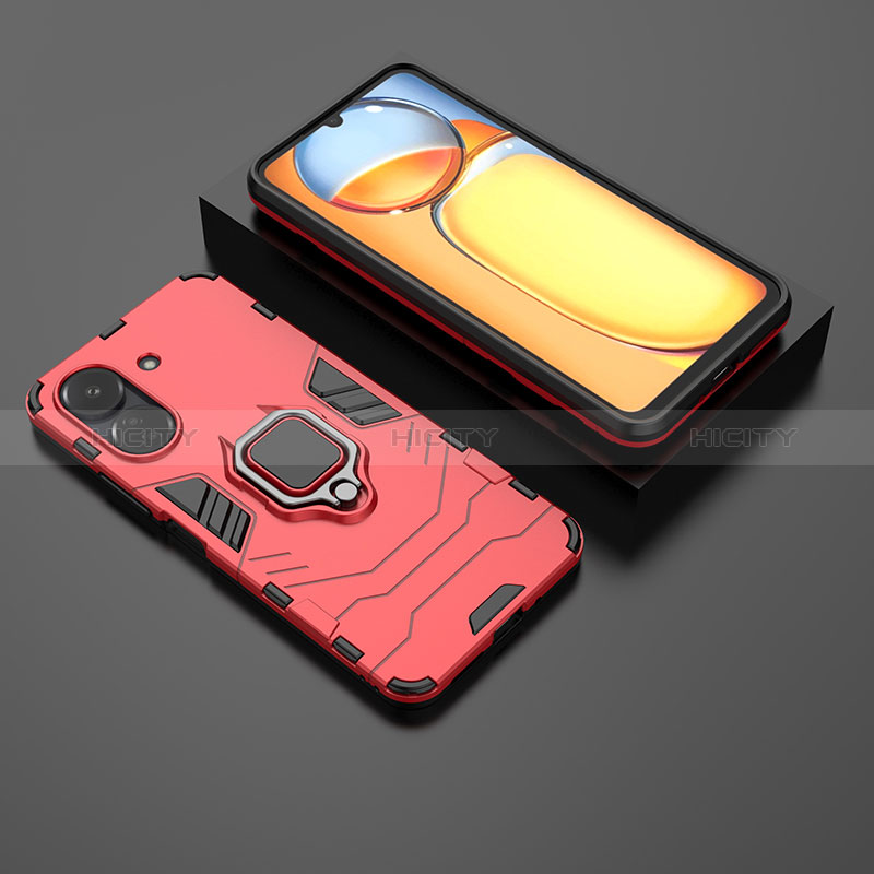 Custodia Silicone e Plastica Opaca Cover con Magnetico Anello Supporto per Xiaomi Redmi 13C