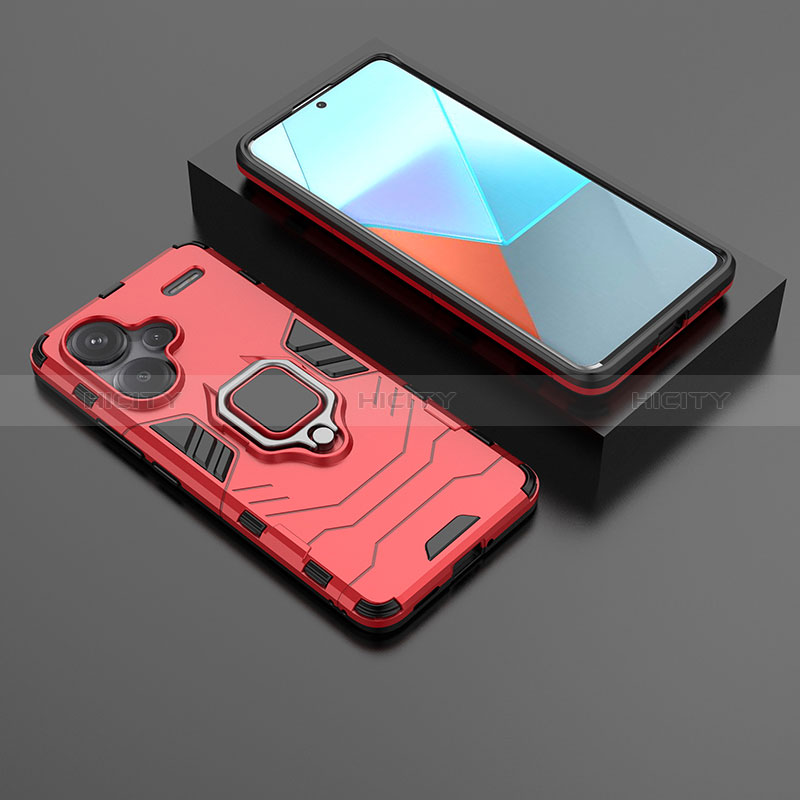 Custodia Silicone e Plastica Opaca Cover con Magnetico Anello Supporto per Xiaomi Redmi Note 13 Pro+ Plus 5G