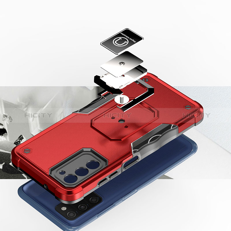 Custodia Silicone e Plastica Opaca Cover con Magnetico Anello Supporto QW1 per Samsung Galaxy A02s