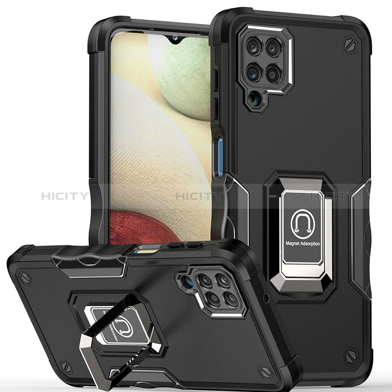 Custodia Silicone e Plastica Opaca Cover con Magnetico Anello Supporto QW1 per Samsung Galaxy A12 Nacho