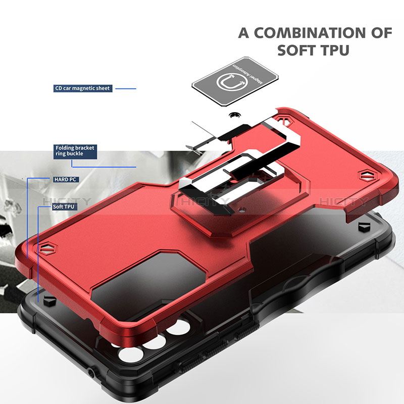 Custodia Silicone e Plastica Opaca Cover con Magnetico Anello Supporto QW1 per Samsung Galaxy S20 FE 4G