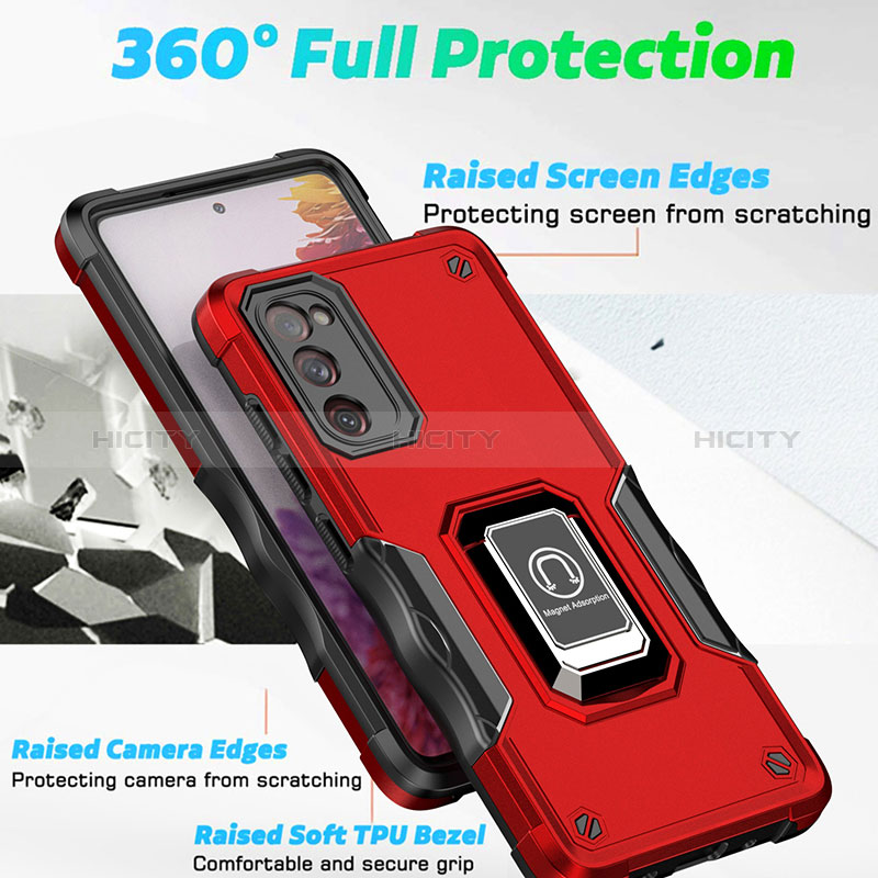 Custodia Silicone e Plastica Opaca Cover con Magnetico Anello Supporto QW1 per Samsung Galaxy S20 FE 5G
