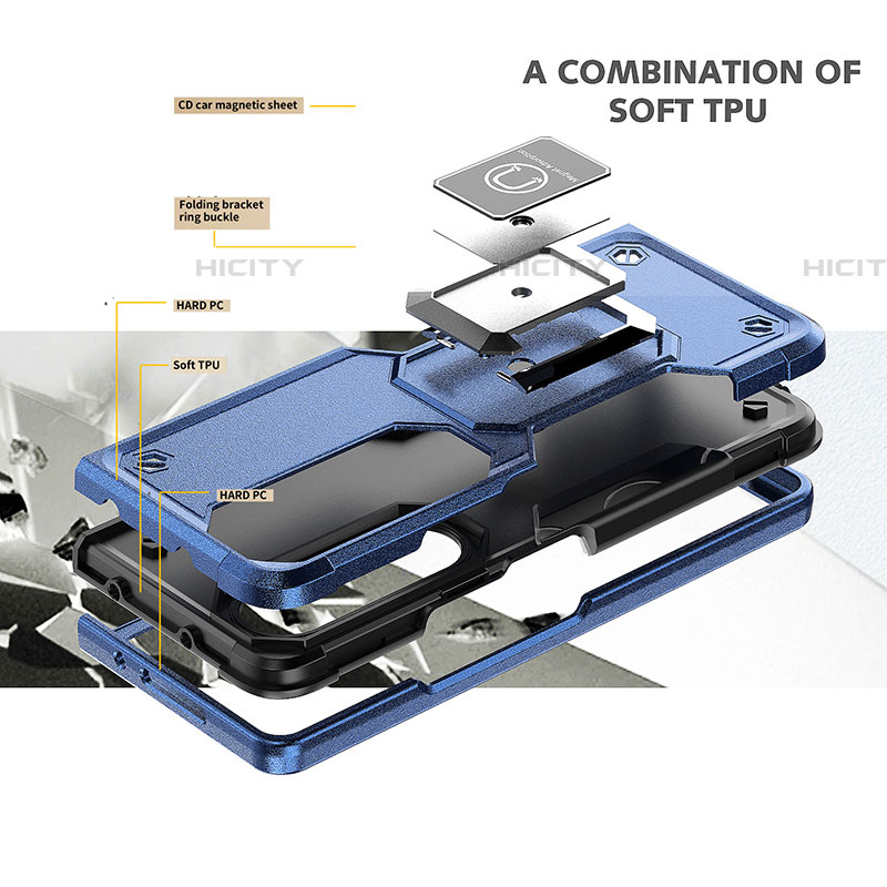 Custodia Silicone e Plastica Opaca Cover con Magnetico Anello Supporto QW1 per Samsung Galaxy Z Fold4 5G