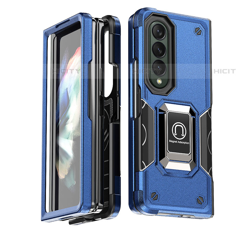 Custodia Silicone e Plastica Opaca Cover con Magnetico Anello Supporto QW1 per Samsung Galaxy Z Fold4 5G