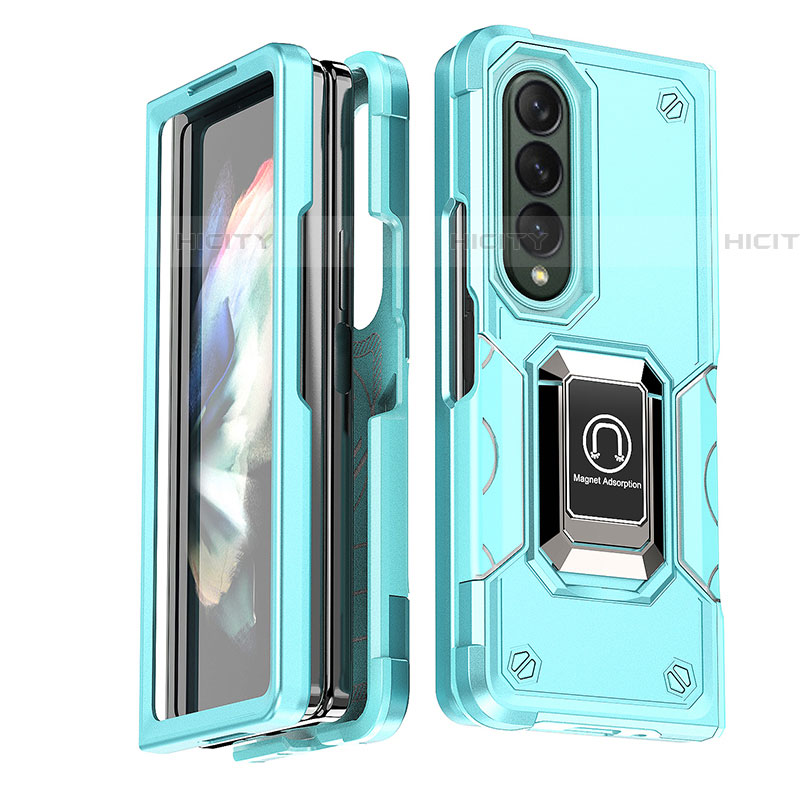 Custodia Silicone e Plastica Opaca Cover con Magnetico Anello Supporto QW1 per Samsung Galaxy Z Fold4 5G