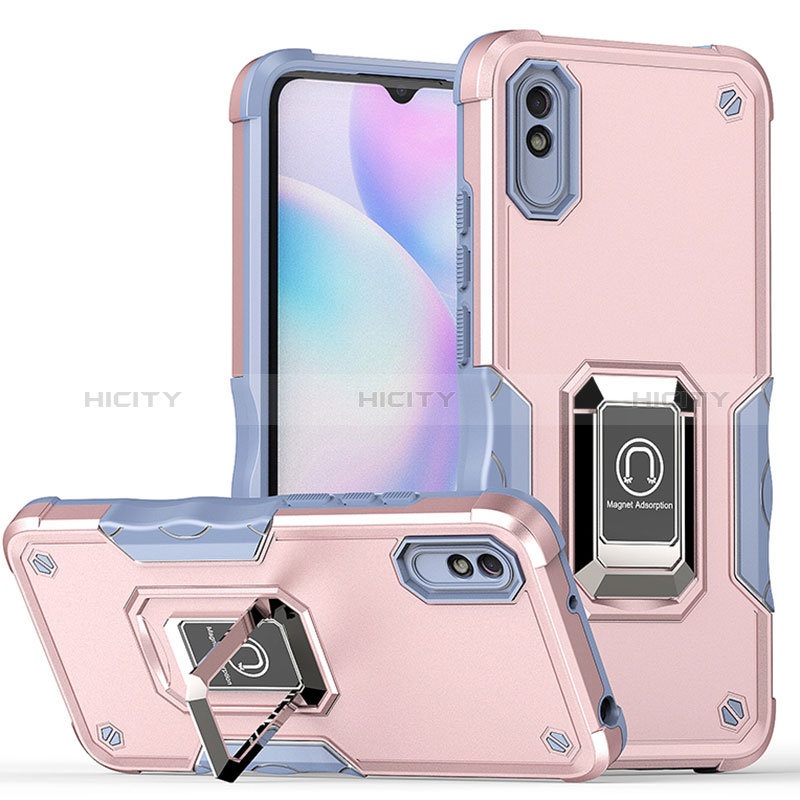 Custodia Silicone e Plastica Opaca Cover con Magnetico Anello Supporto QW1 per Xiaomi Redmi 9AT