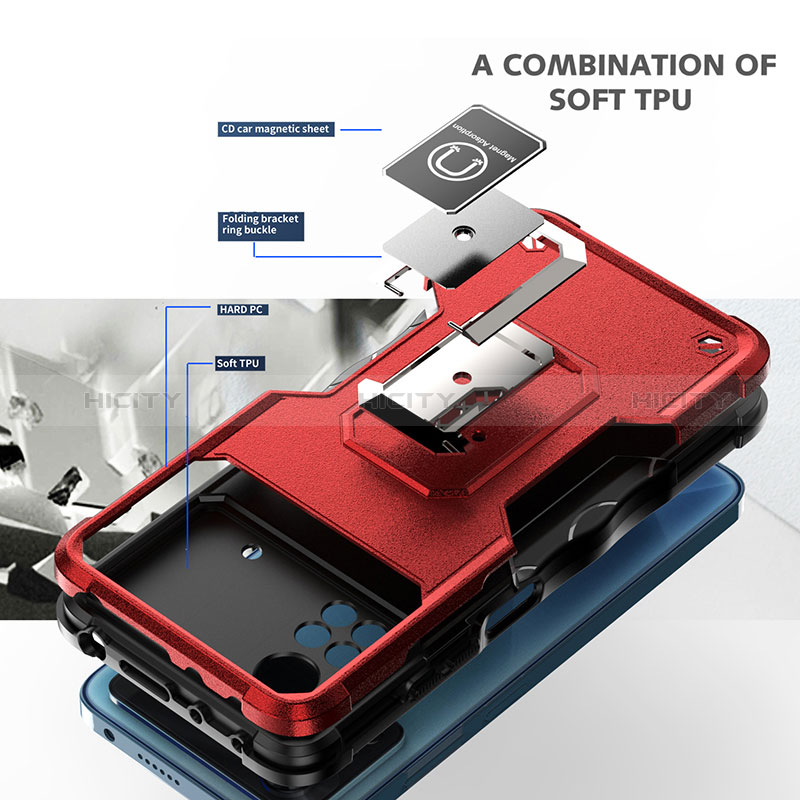 Custodia Silicone e Plastica Opaca Cover con Magnetico Anello Supporto QW1 per Xiaomi Redmi Note 11E Pro 5G