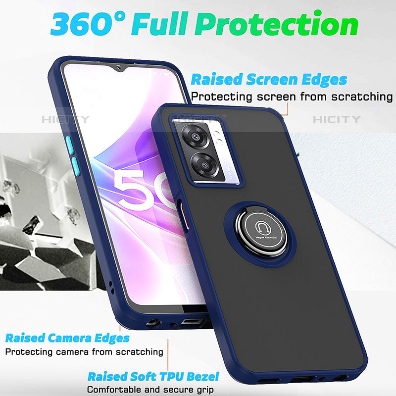 Custodia Silicone e Plastica Opaca Cover con Magnetico Anello Supporto QW2 per OnePlus Nord N300 5G