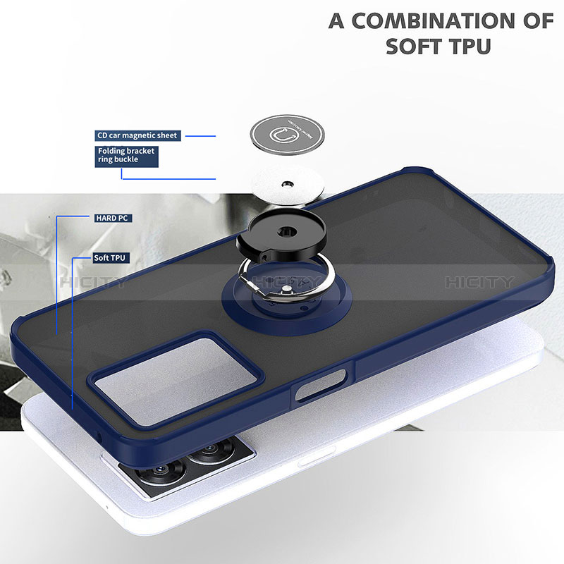 Custodia Silicone e Plastica Opaca Cover con Magnetico Anello Supporto QW2 per Oppo A57 5G